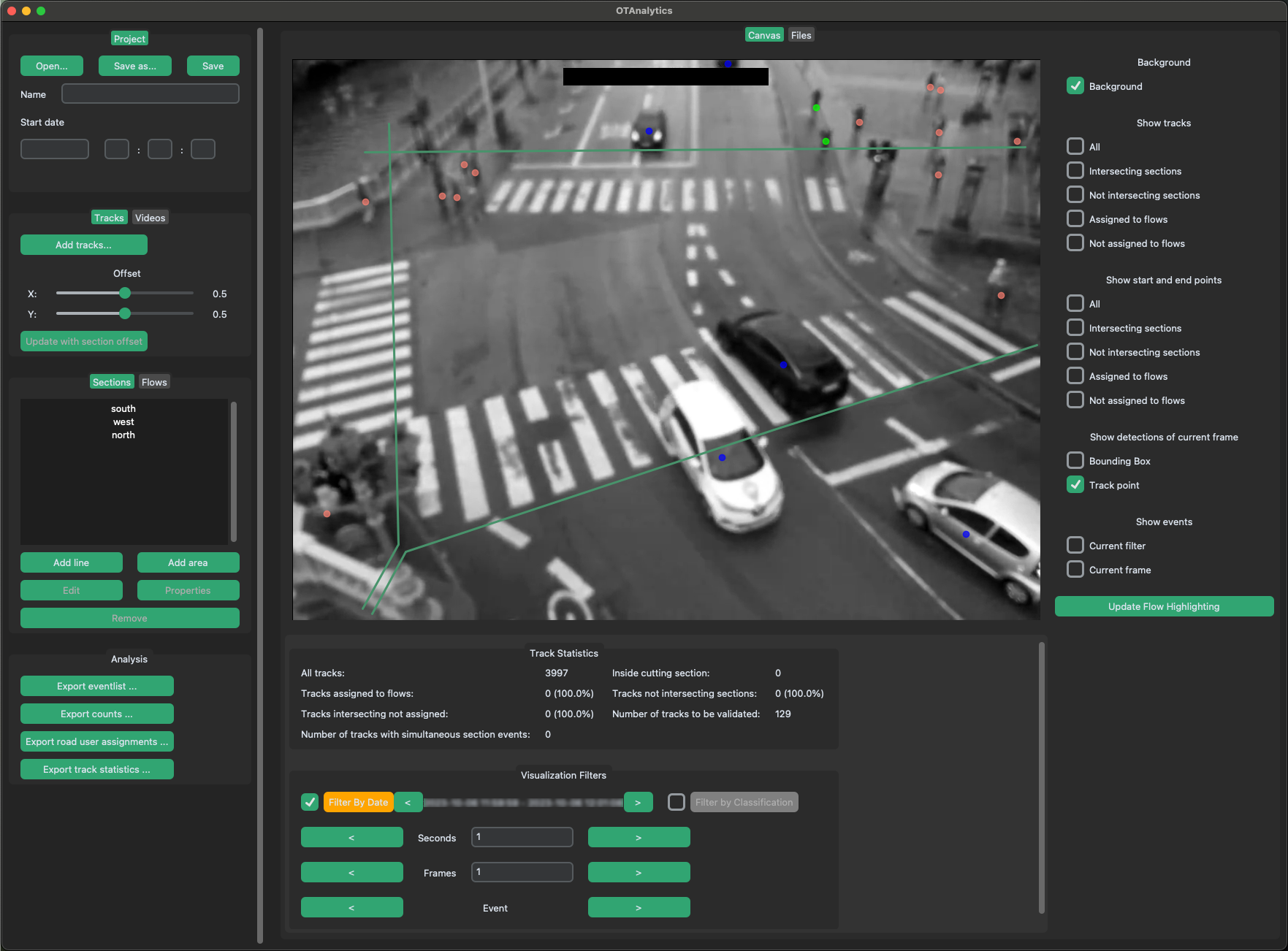 Show track points of detections in the current frame