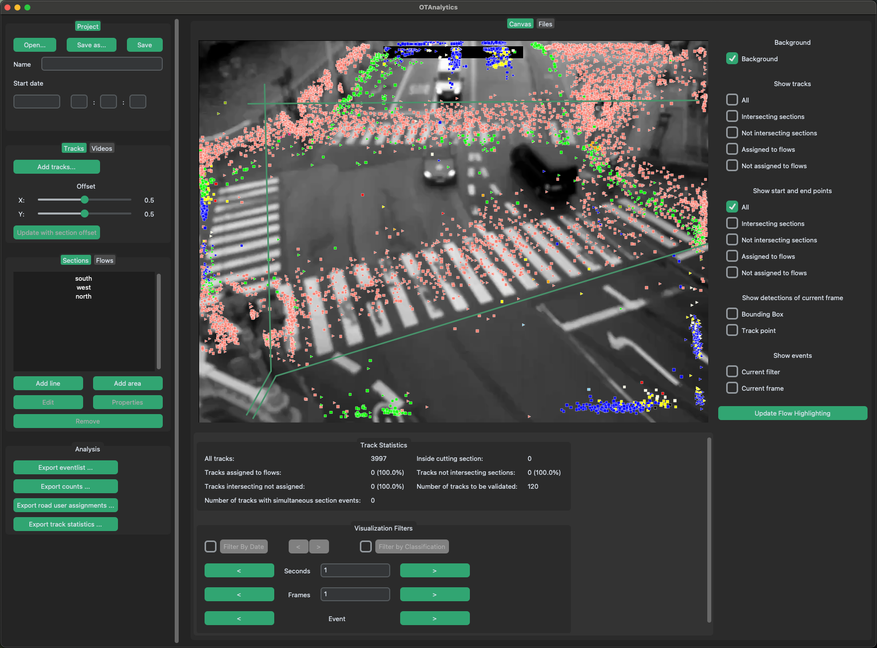 Show start- and endpoints of all tracks