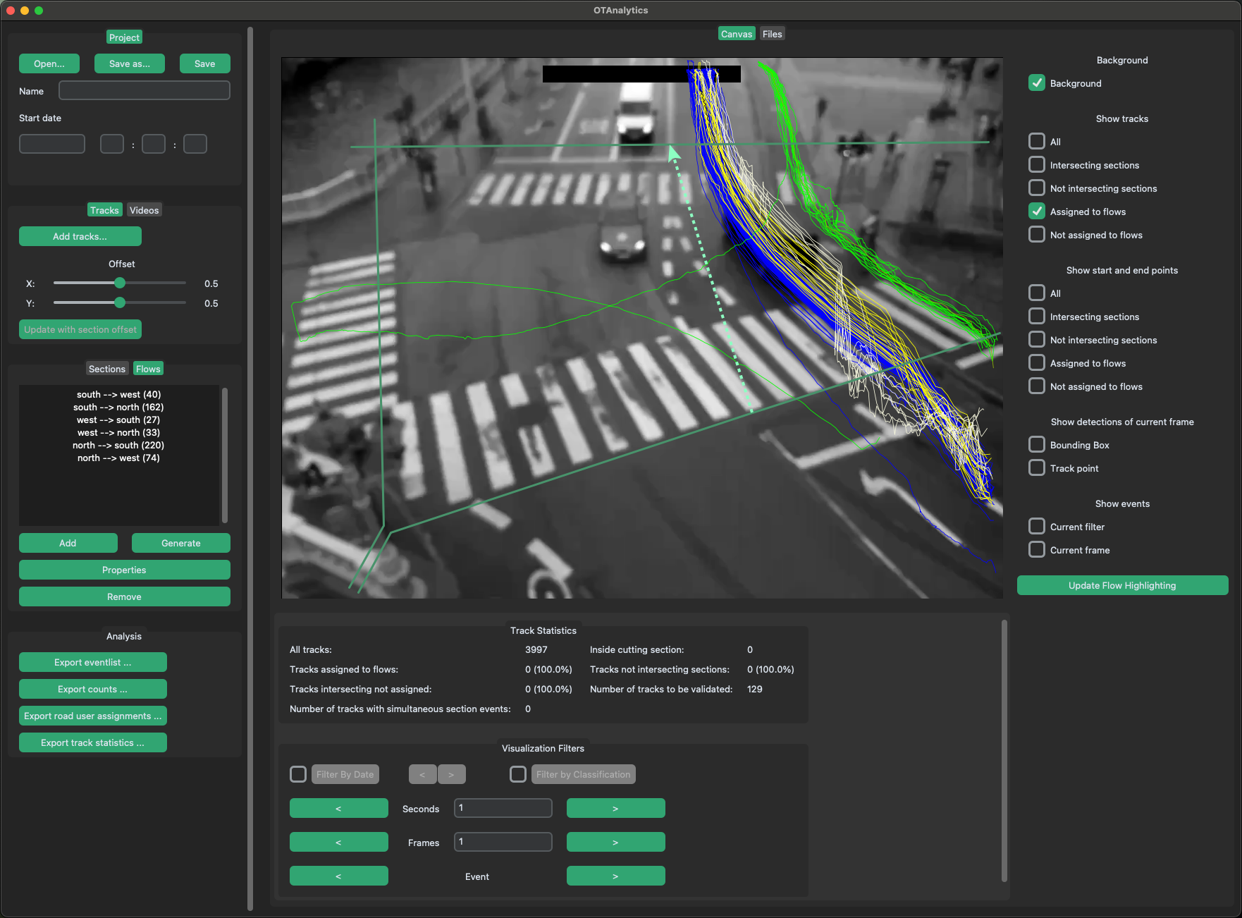 Show tracks assigned to flows