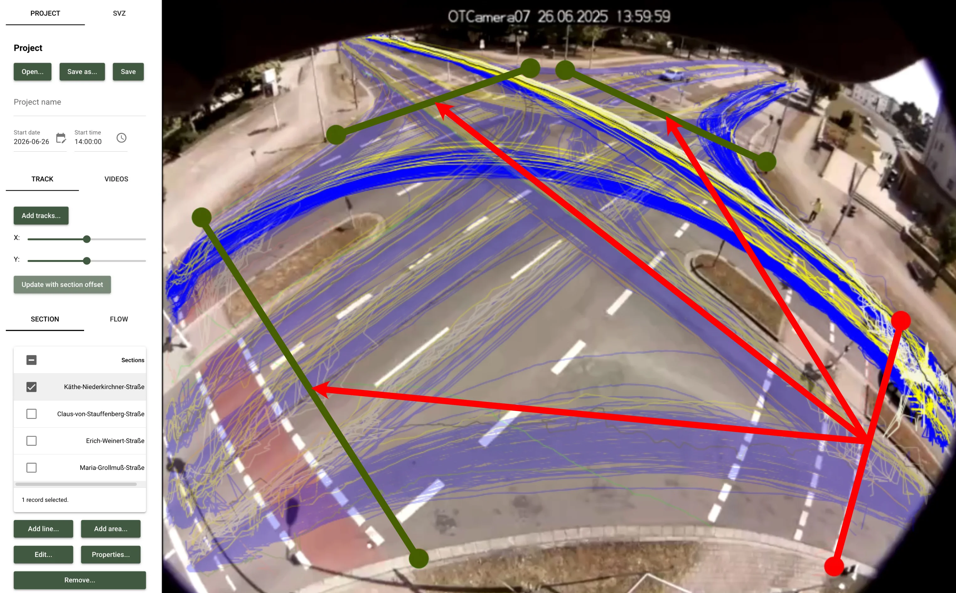 Sections und Flows in OTAnalytics